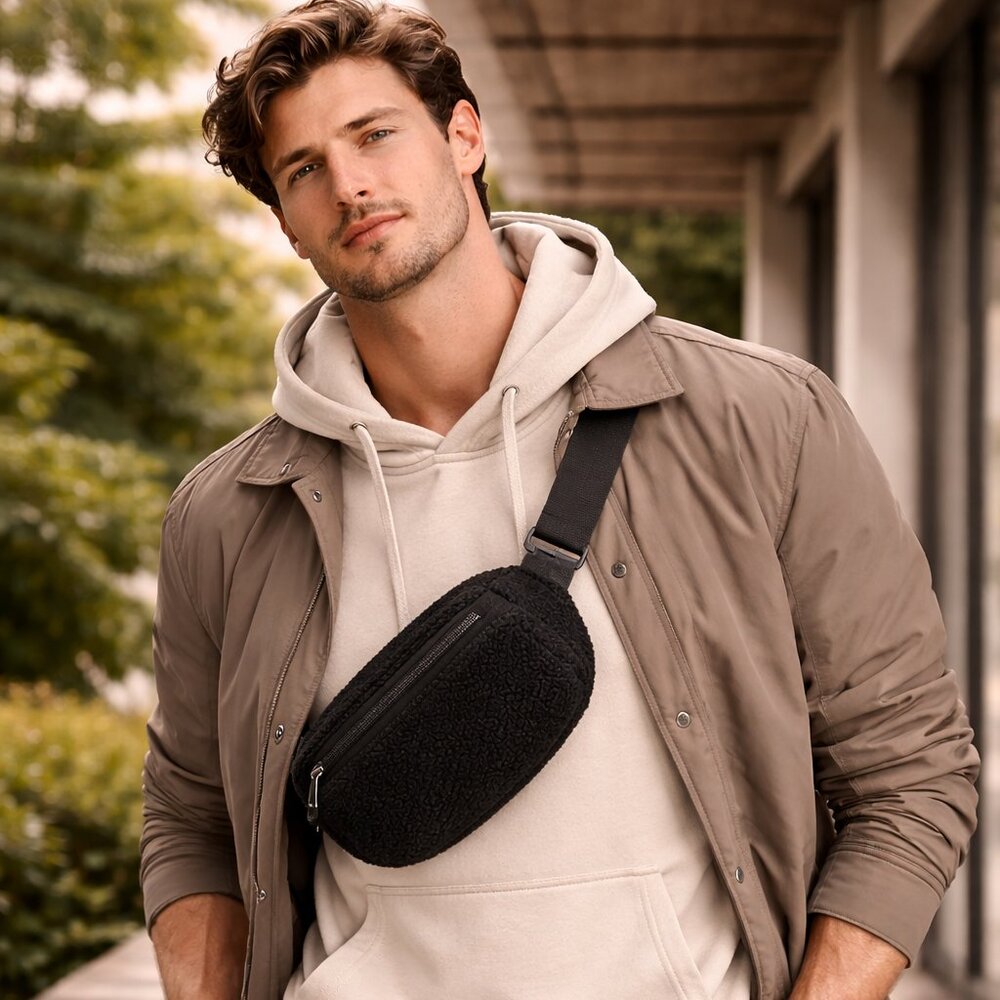 Lolë Black Fleece Belt Bag – Unisex One Size (NWT) - Picture 2 of 9